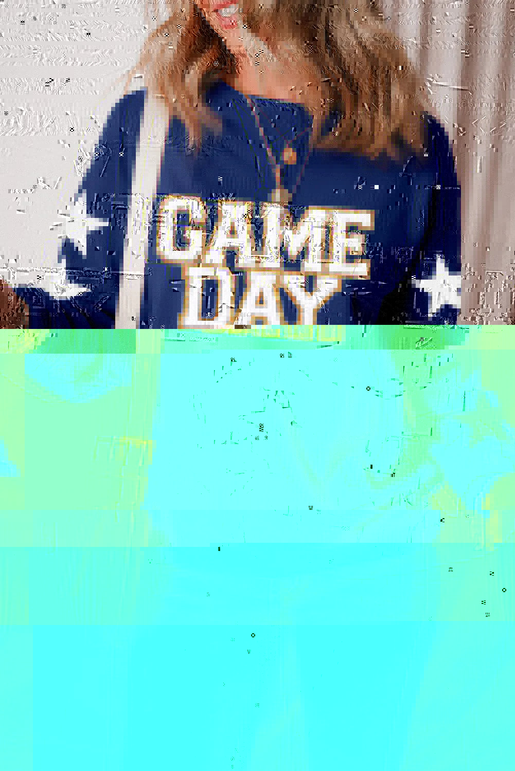 GAME DAY Star Round Neck Long Sleeve Sweatshirt