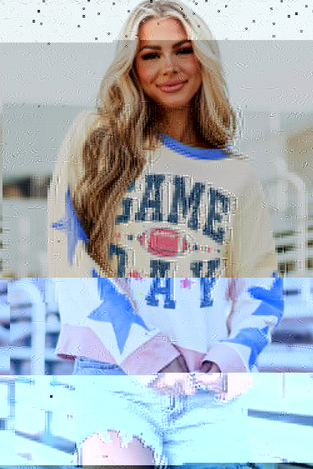 GAME DAY Star Patch Round Neck Long Sleeve Sweatshirt