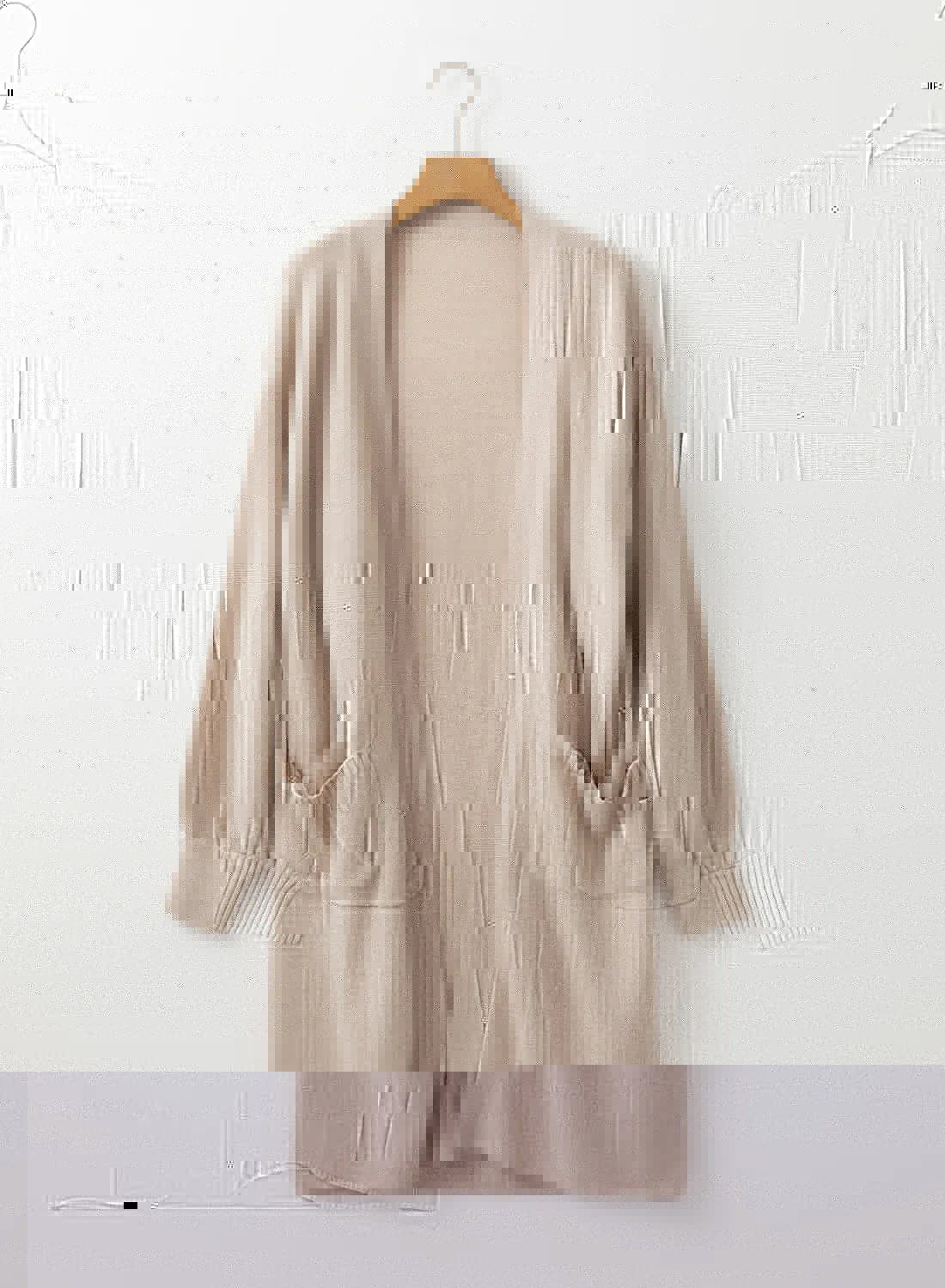 Pocketed Open Front Long Sleeve Cardigan