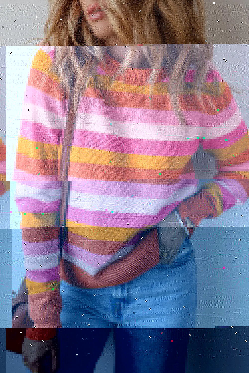 Striped Round Neck Long Sleeve Sweater