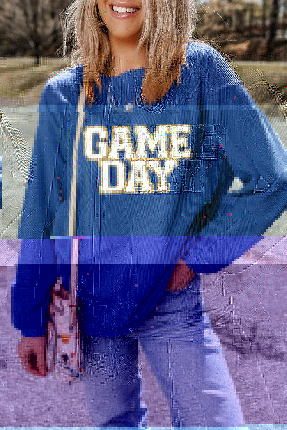 GAME DAY Round Neck Long Sleeve Sweatshirt