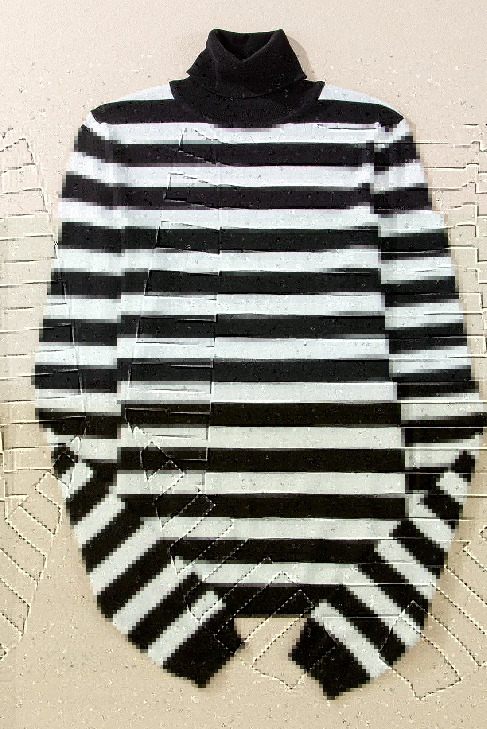 Striped Turtleneck Long Sleeve Knit Top