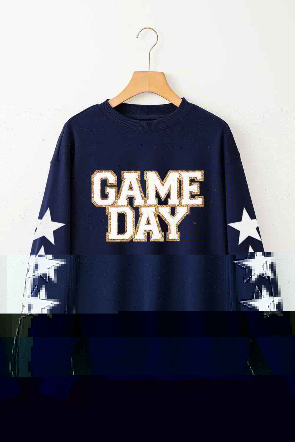 GAME DAY Star Round Neck Long Sleeve Sweatshirt