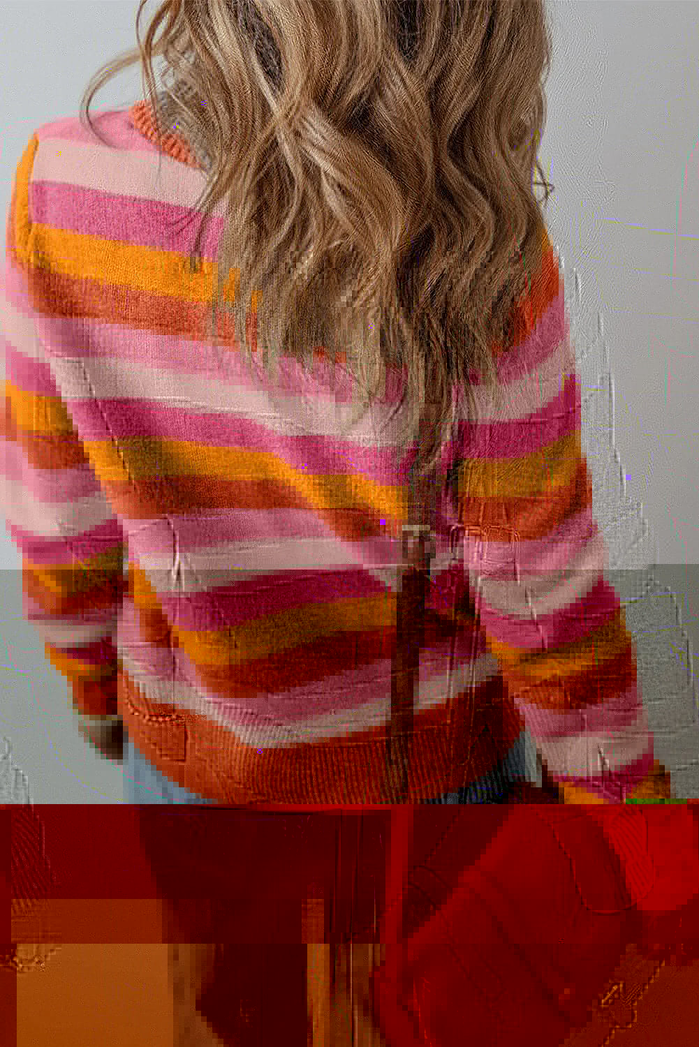 Striped Round Neck Long Sleeve Sweater