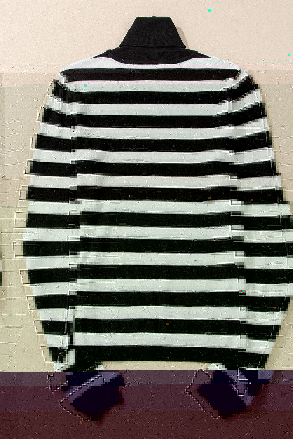 Striped Turtleneck Long Sleeve Knit Top