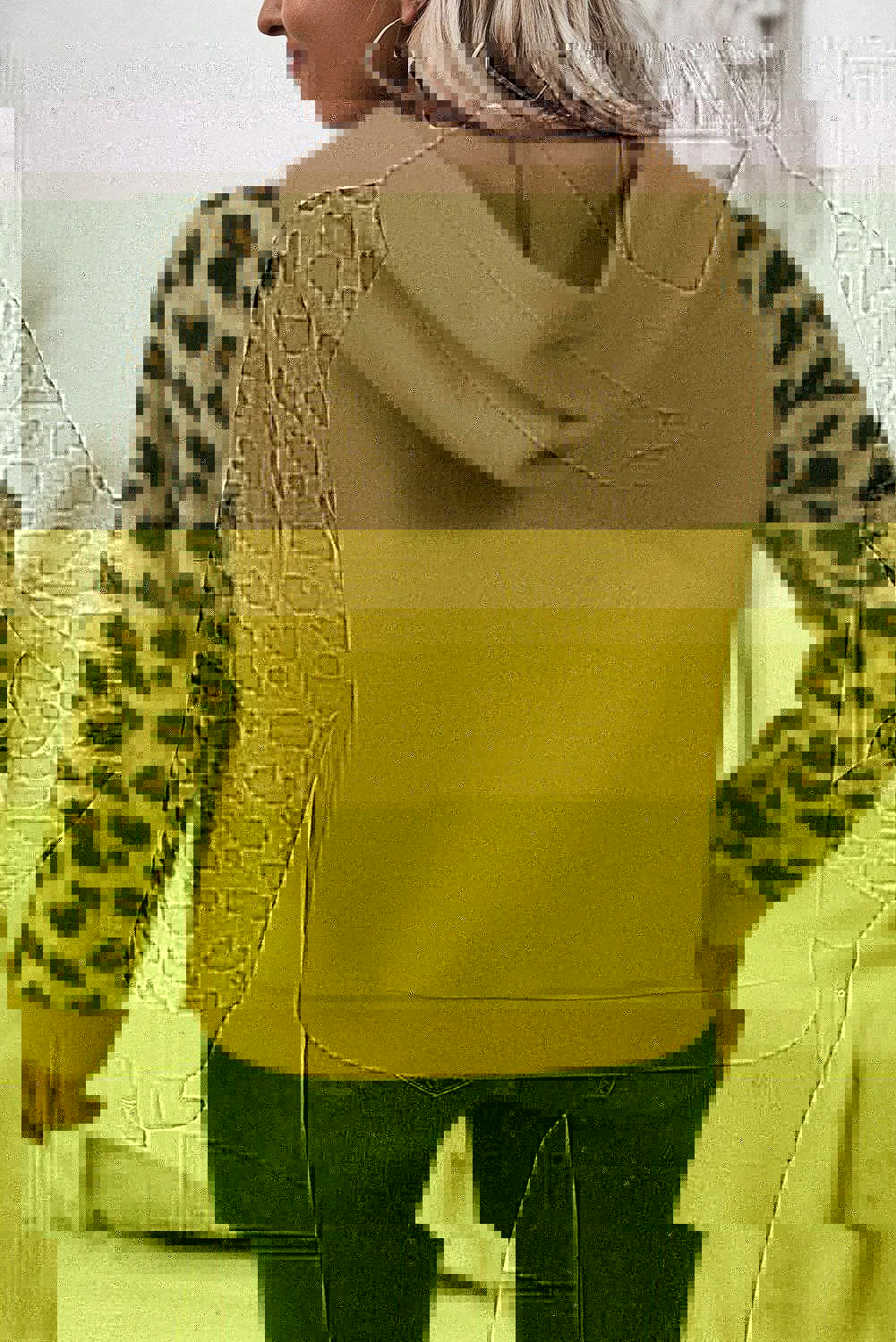 Leopard Half Button Long Sleeve Hoodie